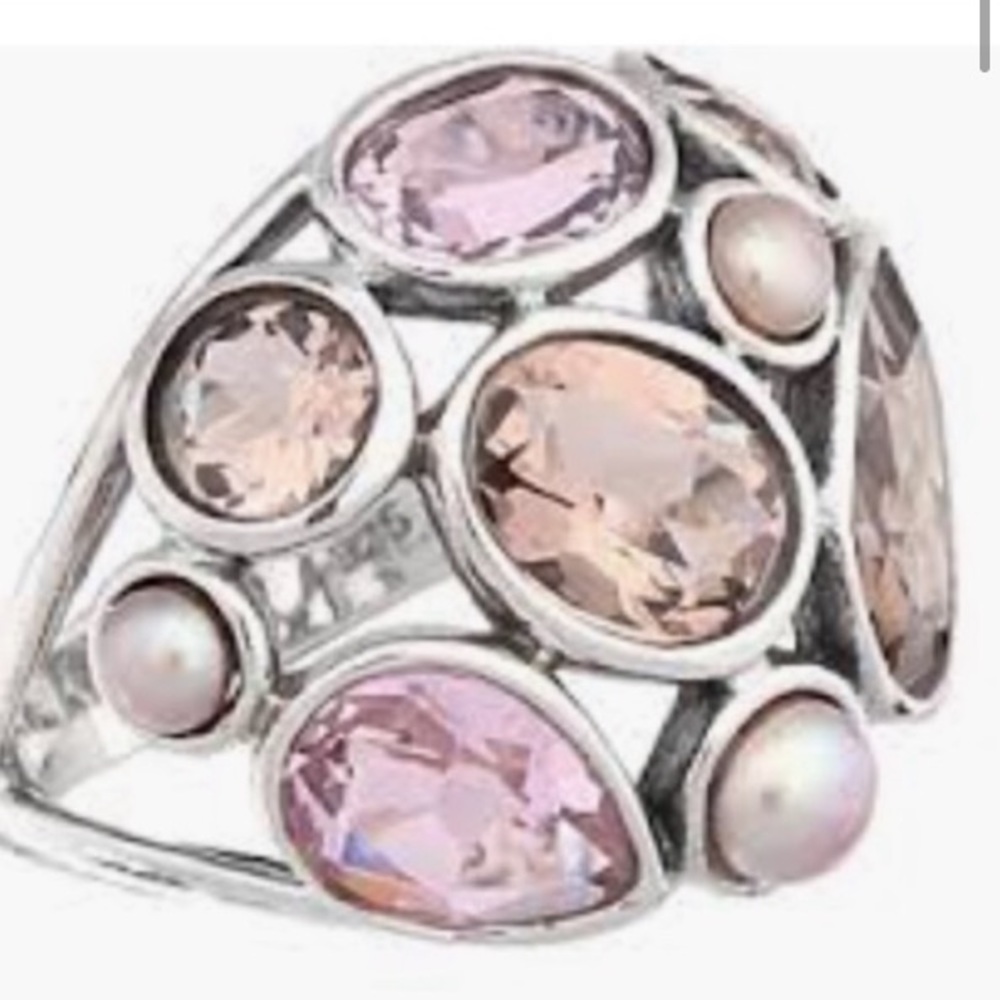 Silpada Sterling Silver, Pearl & Glass Sweet Embrace Ring R2442 Size 7 - Picture 5 of 10